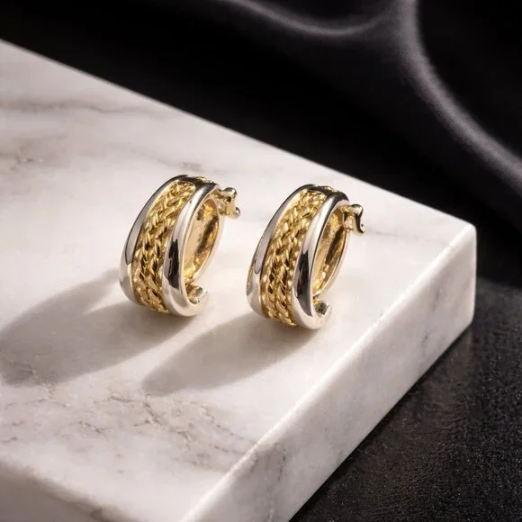 ✨ Vintage Chico’s Two-Tone Braided Hoop Earrings - Picture 2 of 8